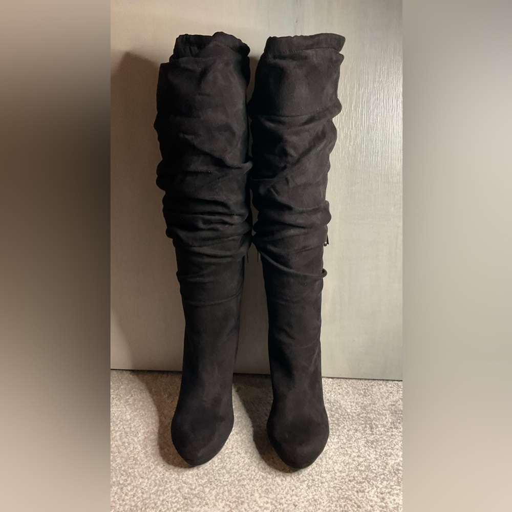 Thalia Sodi Brisa Over the Knee Platform Boots in Black Microsuede - Size 6 - Picture 2 of 12
